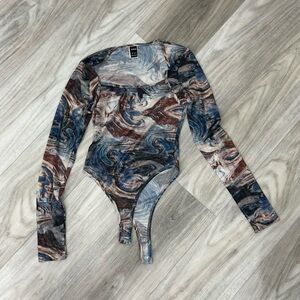 Abstract Long Sleeve Bodysuit